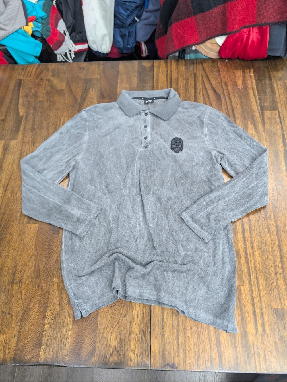 PXG Darkness Men Medium Long Sleeve Golf Polo Shirt Skull